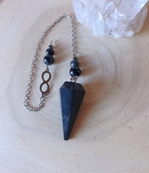 Pendule infusé Tourmaline noire & Gabbro