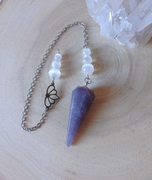 Pendule infusé Lépidolite & Sélénite