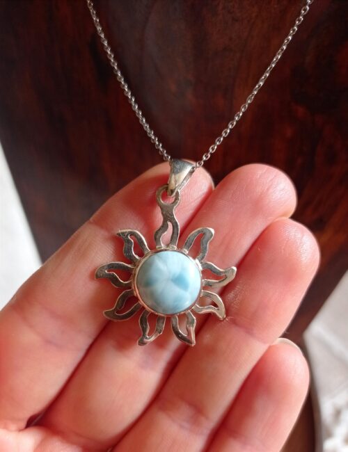 Pendentif Argent 925 : Soleil Larimar