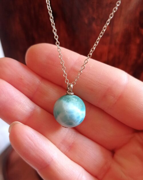 Pendentif Argent 925 : Sphère Larimar