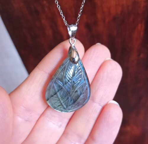 Pendentif Labradorite Feuille