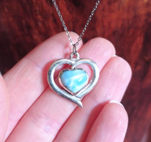 Pendentif Argent 925 : Coeur Larimar