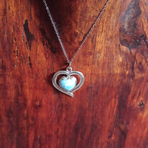 Pendentif Argent 925 : Coeur Larimar - Image 3