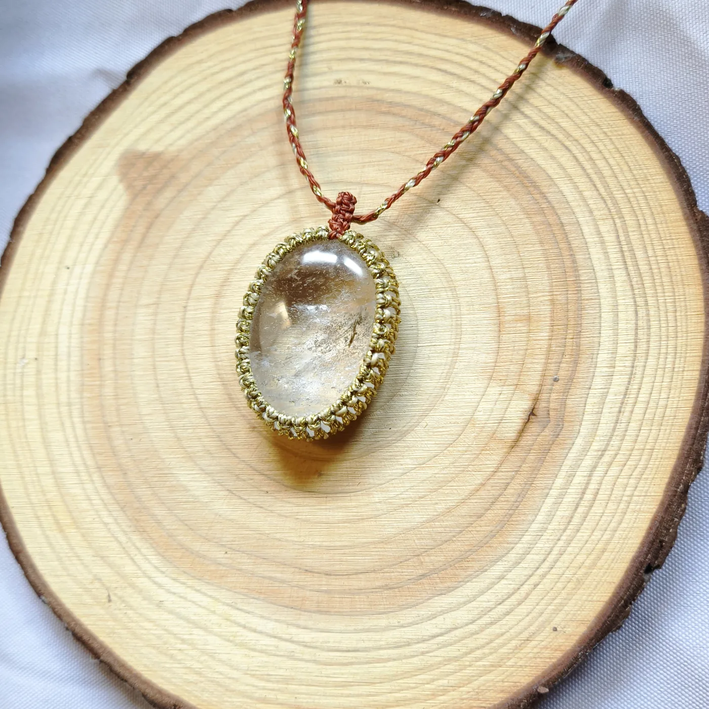 Collier tissé — Cristal de roche