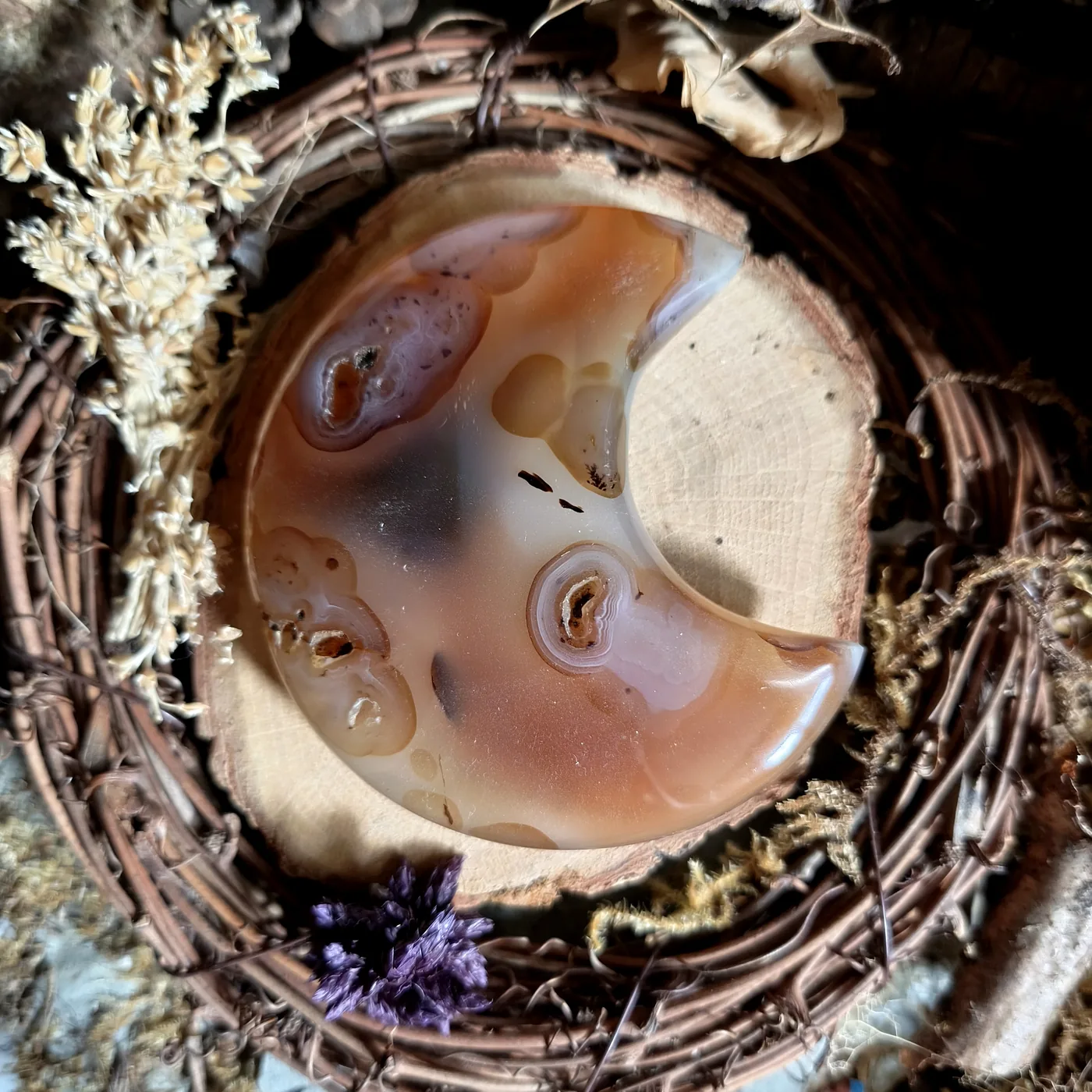 Lune en pierre — N°77 — Agate — 126 g
